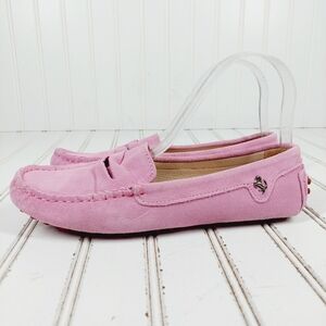 Goeao Pink Suede Slip On Horse Hardware Detail Slip On Comfy Barbie Loafer K1036